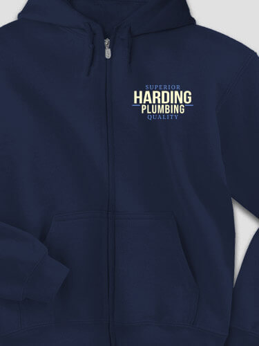 Plumbing Navy Embroidered Zippered Hooded Sweatshirt