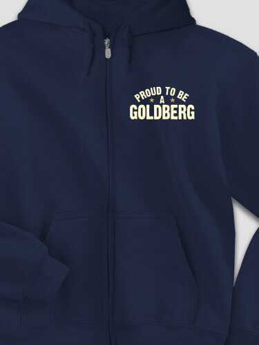 Proud To Be Navy Embroidered Zippered Hooded Sweatshirt