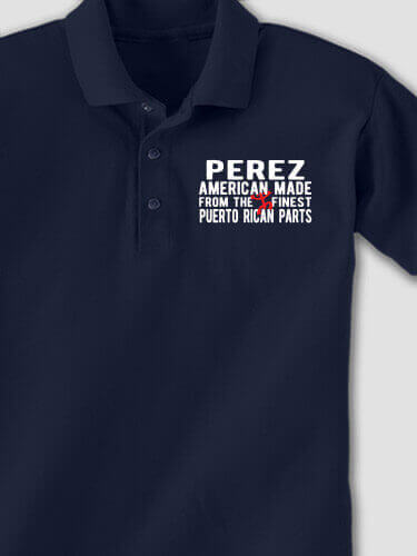 Puerto Rican Parts Navy Embroidered Polo Shirt