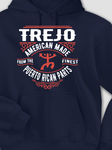 Puerto Rican Parts Navy Adult Hooded Sweatshirt