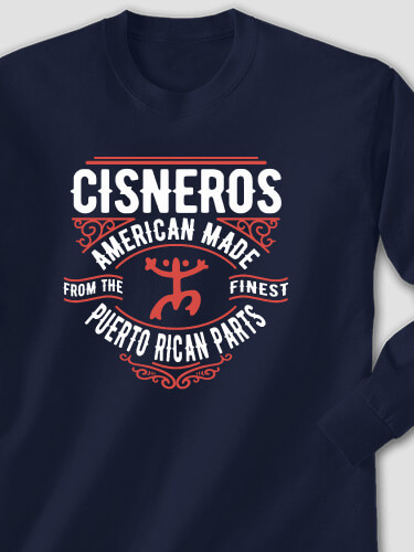 Puerto Rican Parts Navy Adult Long Sleeve