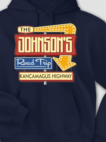 Road Trip Navy Adult Hooded Sweatshirt