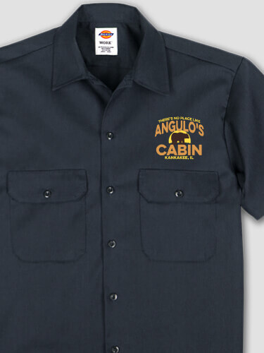 Rustic Cabin Navy Embroidered Work Shirt