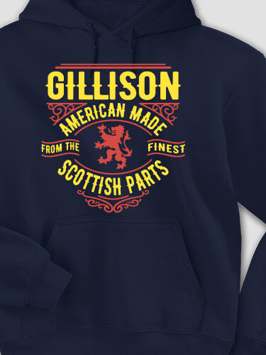 Scottish Parts Navy Adult Hooded Sweatshirt