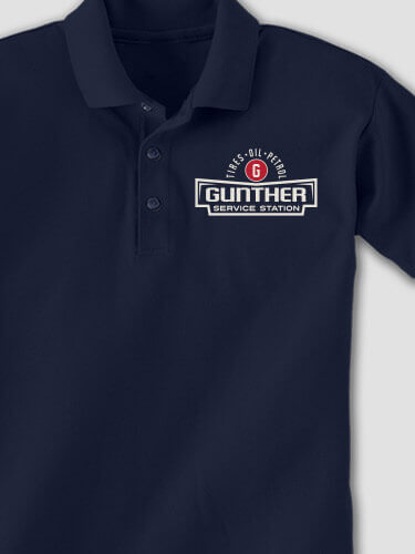 Service Station Navy Embroidered Polo Shirt