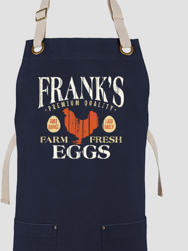 Farm Fresh Eggs Navy/Stone Canvas Work Apron