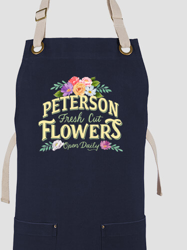 Fresh Cut Flowers Navy/Stone Canvas Work Apron