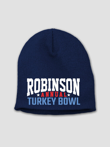 Turkey Bowl Navy Embroidered Beanie