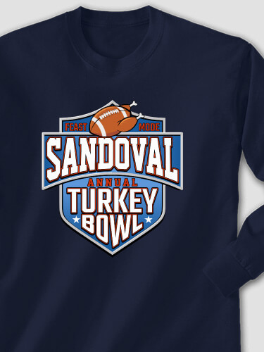 Turkey Bowl Navy Adult Long Sleeve