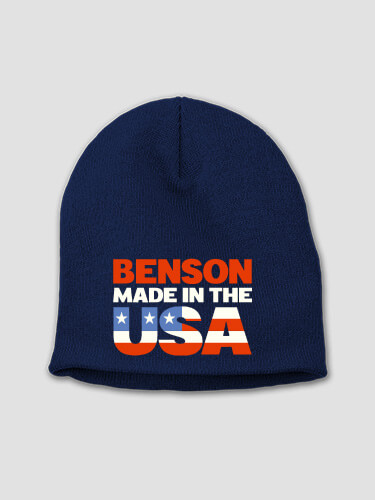 USA Family Navy Embroidered Beanie