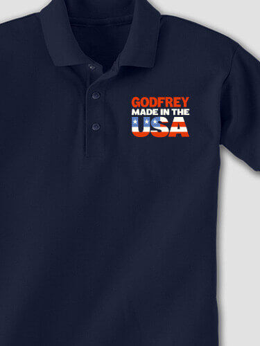USA Family Navy Embroidered Polo Shirt