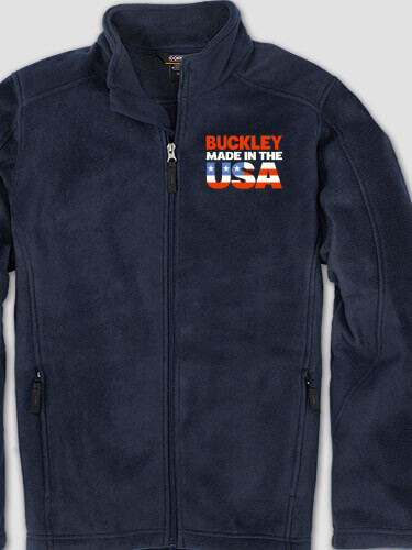 USA Family Navy Embroidered Zippered Fleece