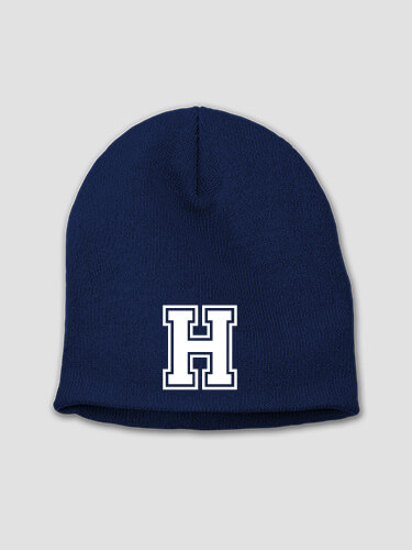 Varsity Letter Navy Embroidered Beanie