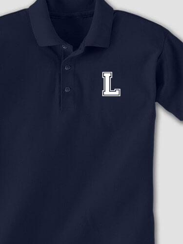 Varsity Letter Navy Embroidered Polo Shirt