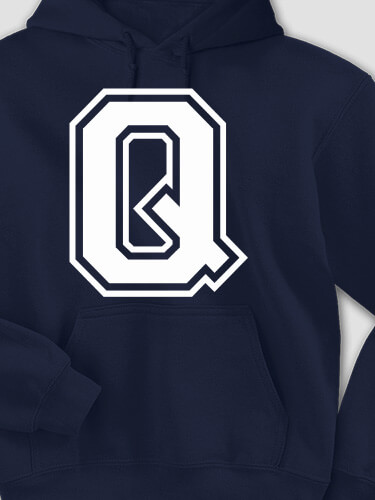 Varsity Letter Navy Adult Hooded Sweatshirt