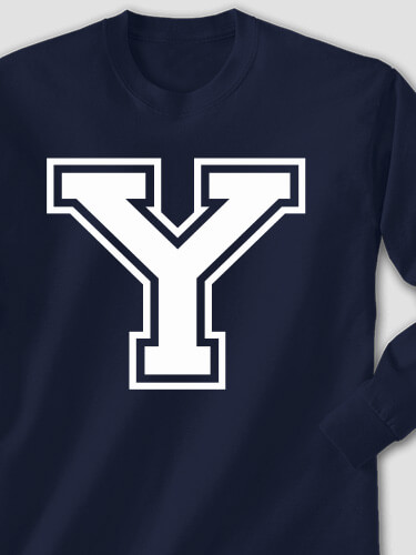 Varsity Letter Navy Adult Long Sleeve