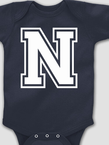 Varsity Letter Navy Baby Bodysuit