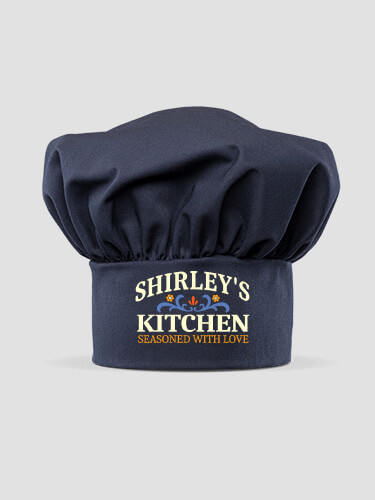 Vintage Kitchen Navy Embroidered Chef Hat