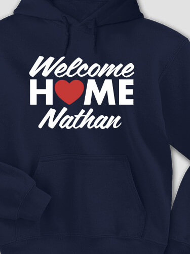 Welcome Home Heart Navy Adult Hooded Sweatshirt