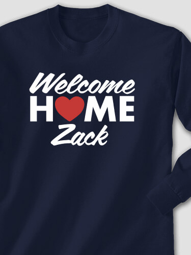 Welcome Home Heart Navy Adult Long Sleeve