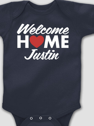 Welcome Home Heart Navy Baby Bodysuit