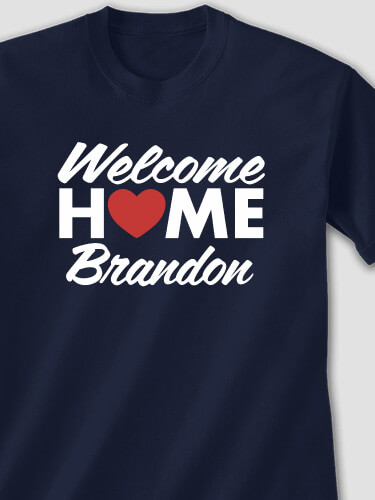 Welcome Home Heart Navy Adult T-Shirt