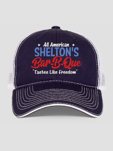 All American BBQ Navy/White Embroidered Trucker Hat