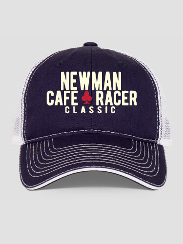 Cafe Racer Navy/White Embroidered Trucker Hat