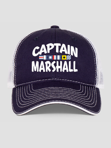 Captain Navy/White Embroidered Trucker Hat