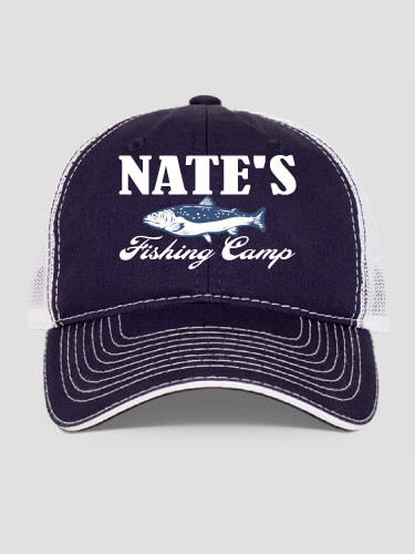 Fishing Camp Navy/White Embroidered Trucker Hat