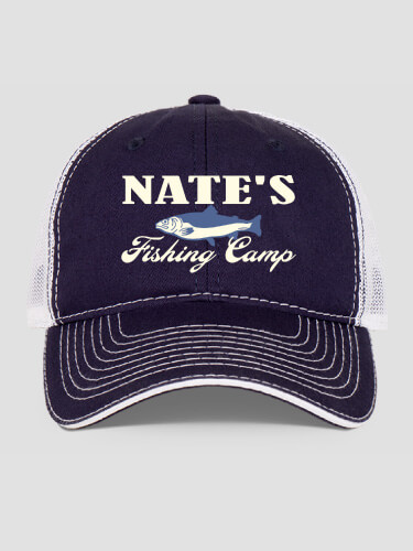 Fishing Camp Navy/White Embroidered Trucker Hat