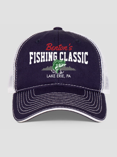 Fishing Classic Navy/White Embroidered Trucker Hat
