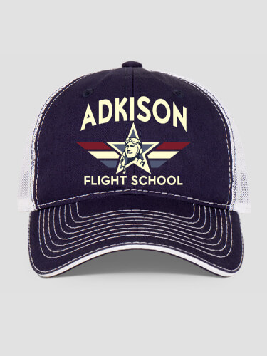 Flight School Navy/White Embroidered Trucker Hat