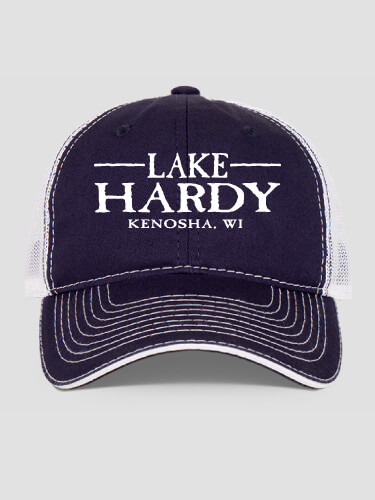 Lake Navy/White Embroidered Trucker Hat