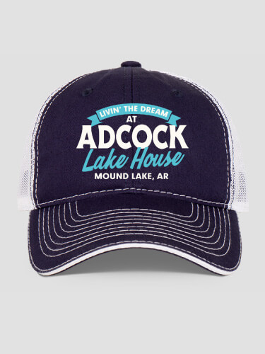 Livin' The Dream Lake House Navy/White Embroidered Trucker Hat