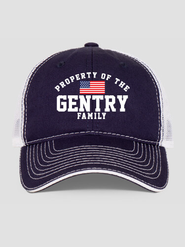 Property of Flag Navy/White Embroidered Trucker Hat