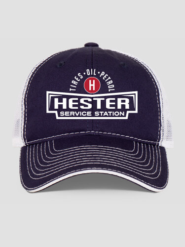 Service Station Navy/White Embroidered Trucker Hat