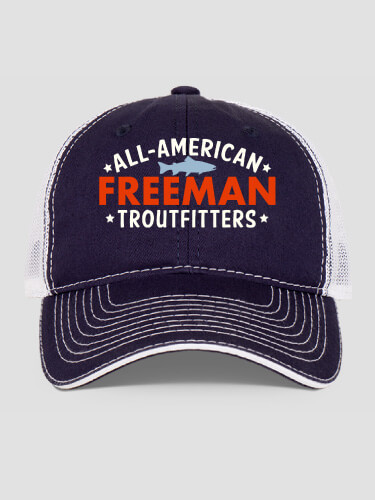 Troutfitters Navy/White Embroidered Trucker Hat
