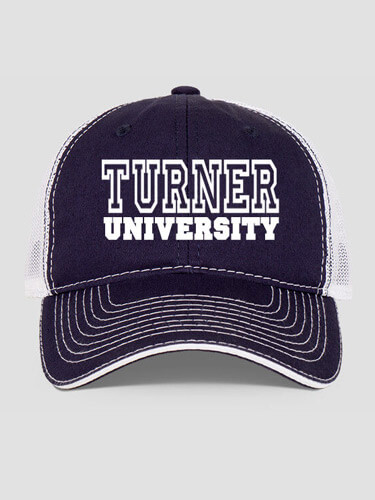 University Navy/White Embroidered Trucker Hat