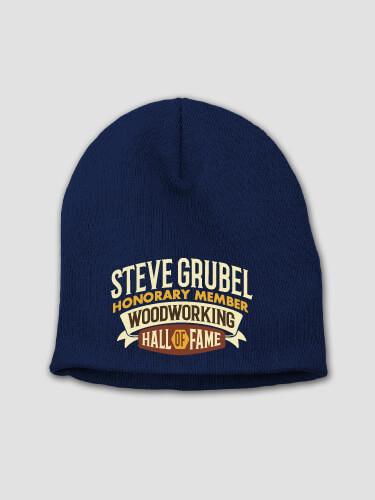 Woodworking Hall Of Fame Navy Embroidered Beanie