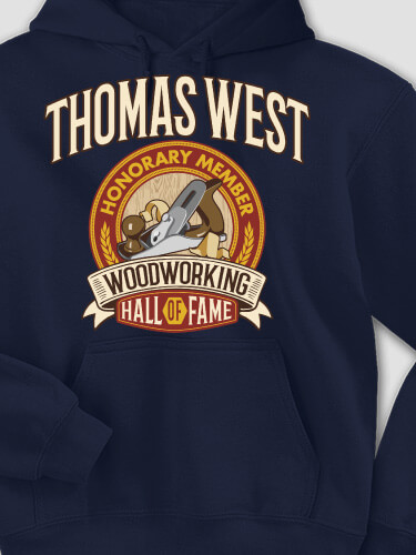 Woodworking Hall Of Fame Navy Adult Hooded Sweatshirt