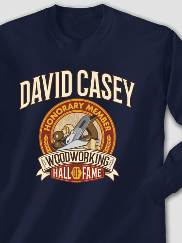 Woodworking Hall Of Fame Navy Adult Long Sleeve