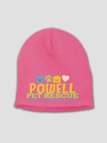 Pet Rescue Neon Pink Embroidered Beanie