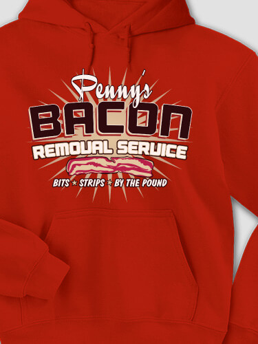Bacon Removal Service Red Adult Hooded Sweatshirt