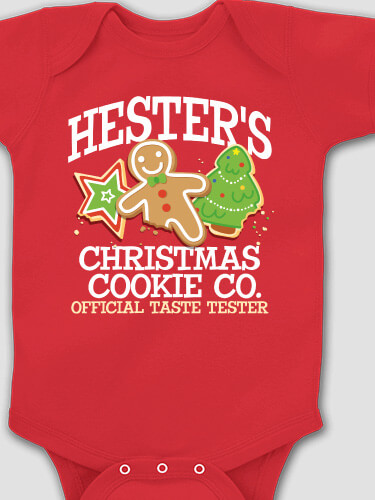 Christmas Cookie Tester Red Baby Bodysuit
