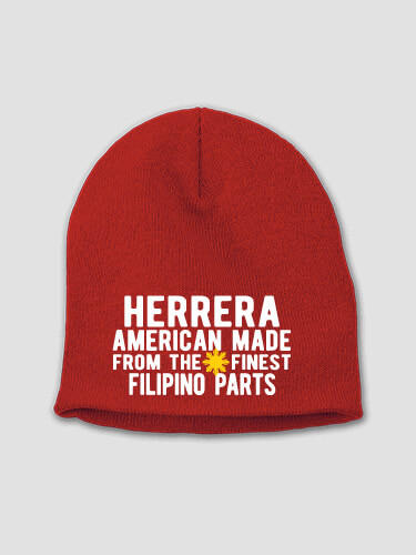 Filipino Parts Red Embroidered Beanie