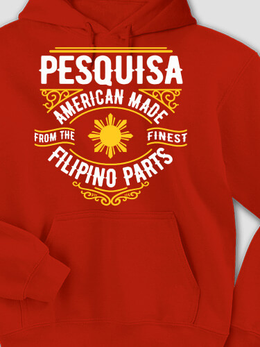 Filipino Parts Red Adult Hooded Sweatshirt
