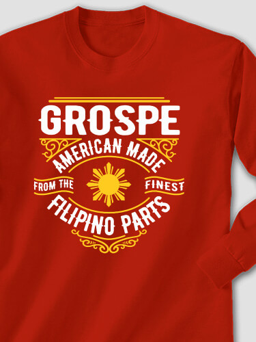 Filipino Parts Red Adult Long Sleeve