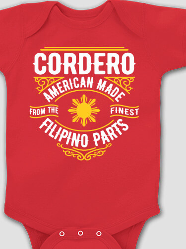 Filipino Parts Red Baby Bodysuit