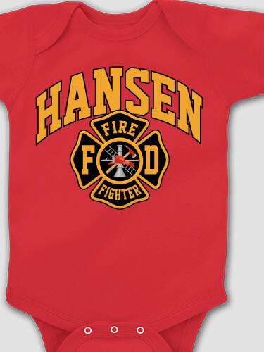 Firefighter Red Baby Bodysuit